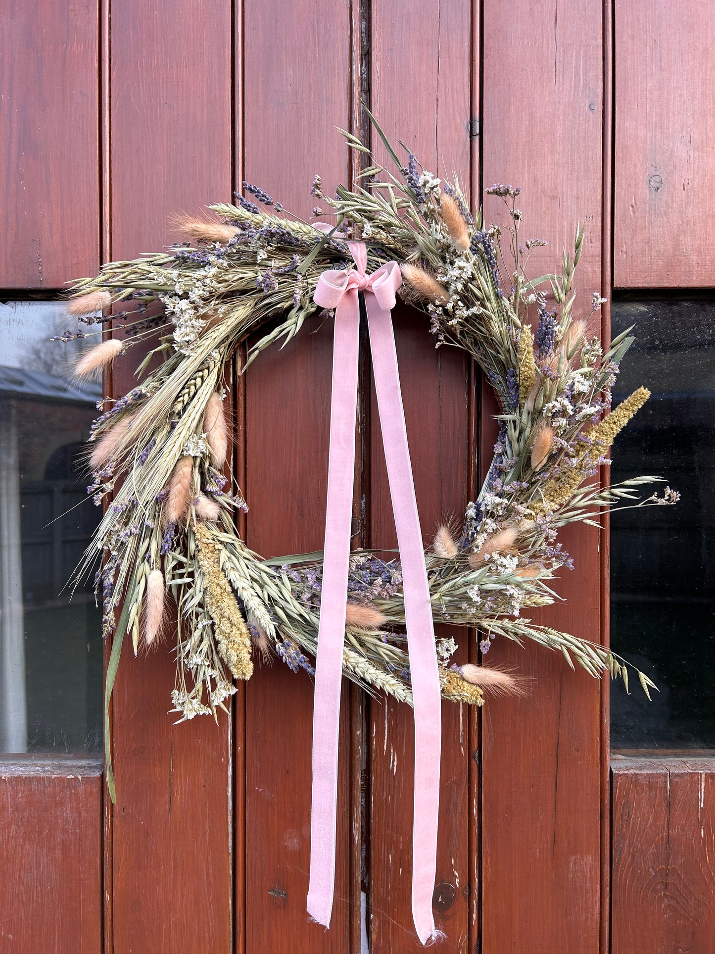 Dried Wildflower Wreath with Velvet Ribbon