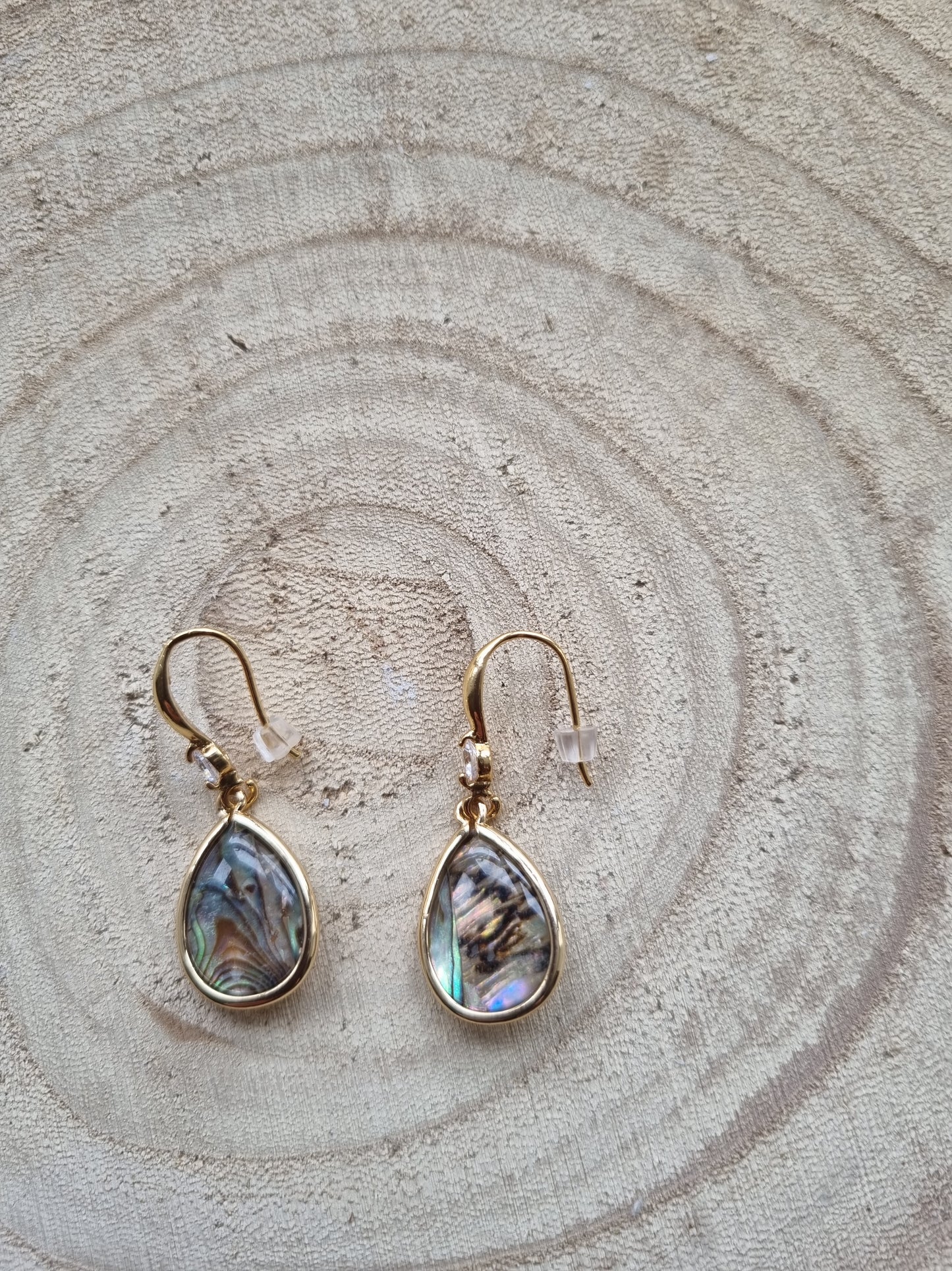 14ct Gold Plated Abalone Shell Drop Earrings