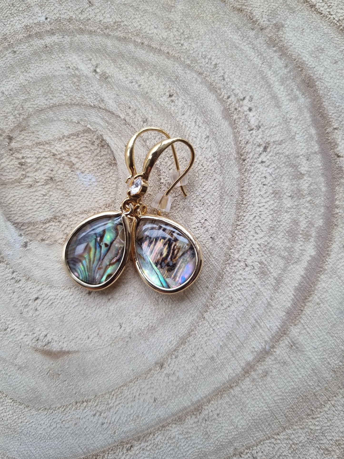 14ct Gold Plated Abalone Shell Drop Earrings
