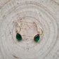 14ct Gold Plated Faceted Green Glass Drop Earrings