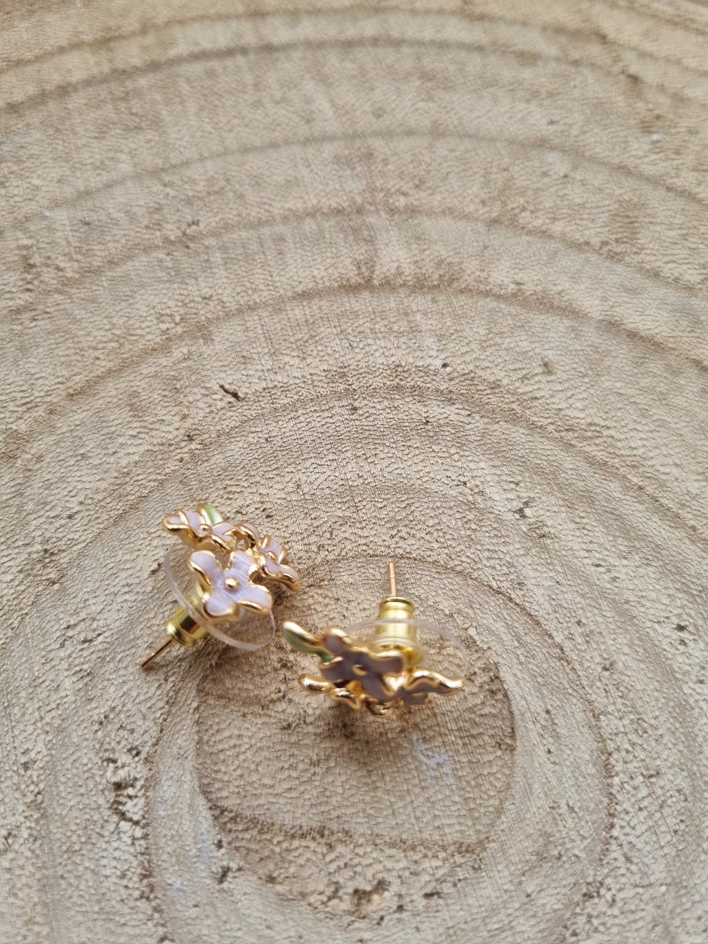 14ct Gold Plated Lilac Flower Stud Earrings