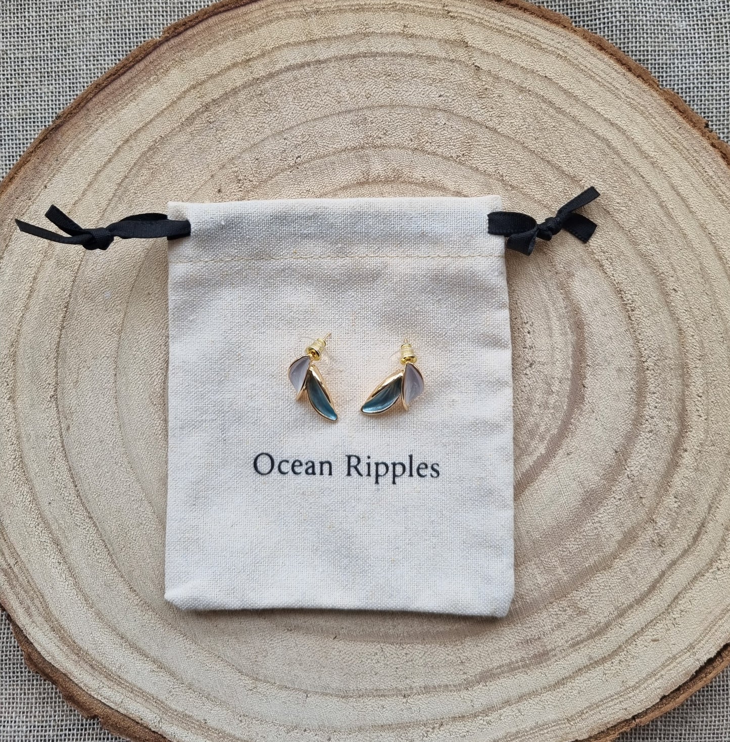 14ct Gold Plated Oil Drip Leaf Earrings