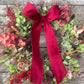 Christmas Hydrangea & Eucalyptus Artificial Wreath -Burgundy Velvet Ribbon