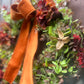 Christmas Hydrangea & Eucalyptus Artificial Wreath -Burnt Orange Velvet Ribbon