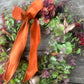 Christmas Hydrangea & Eucalyptus Artificial Wreath -Burnt Orange Velvet Ribbon