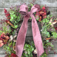 Christmas Hydrangea & Eucalyptus Artificial Wreath -Dusty Pink Velvet Ribbon