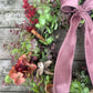 Christmas Hydrangea & Eucalyptus Artificial Wreath -Dusty Pink Velvet Ribbon