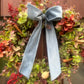 Christmas Hydrangea & Eucalyptus Artificial Wreath -Vintage Blue Velvet Bow