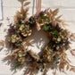 Rustic Autumn Hydrangea  Artificial Wreath- Deep Red and Green