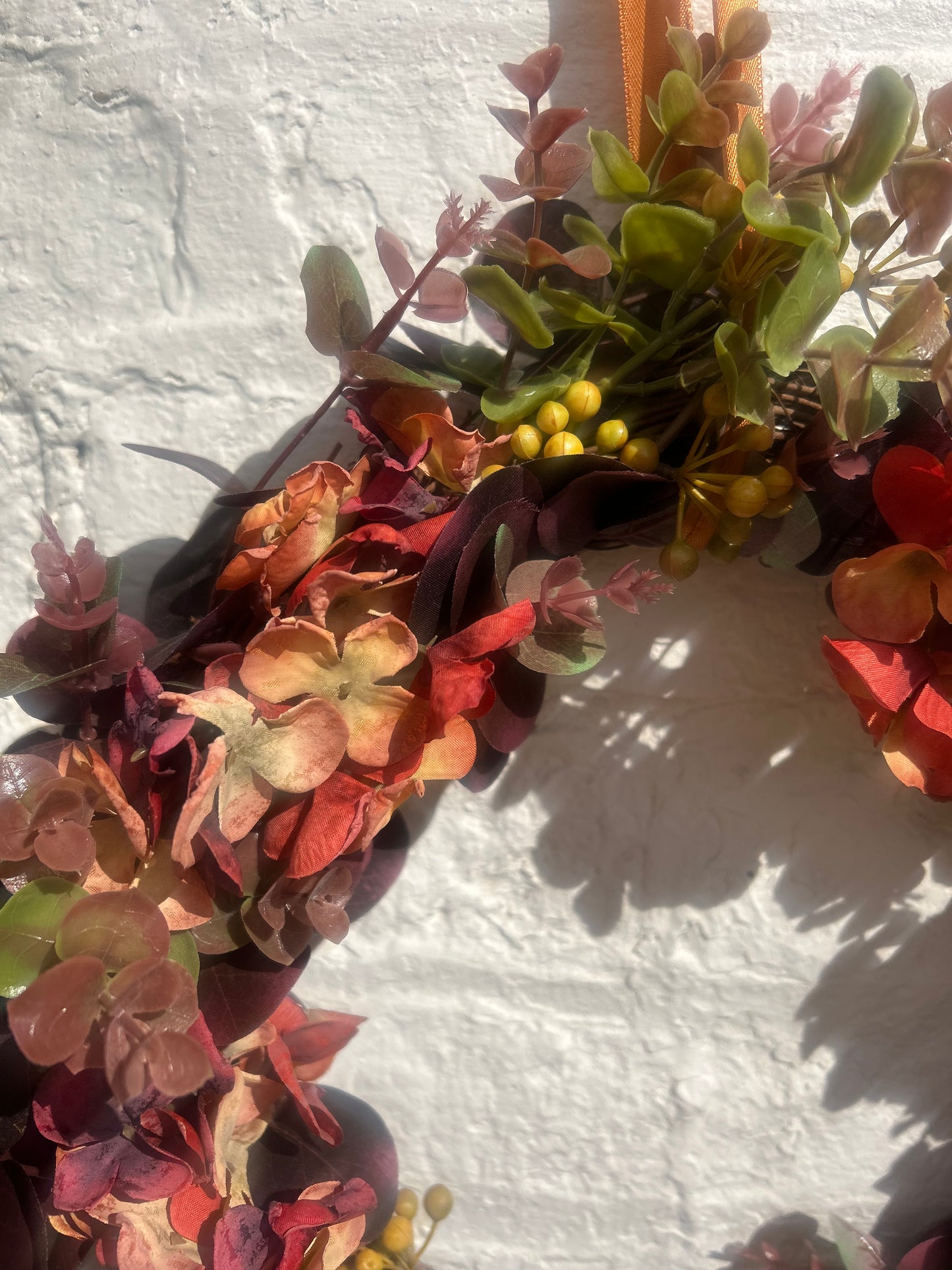 Autumn Hydrangea & Berry Wreath-Red & Orange Artificial Door Decoration