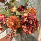 Winter Faux Flower Arrangement-Burnt Orange -Hydrangea, Winter Berry and Daliah