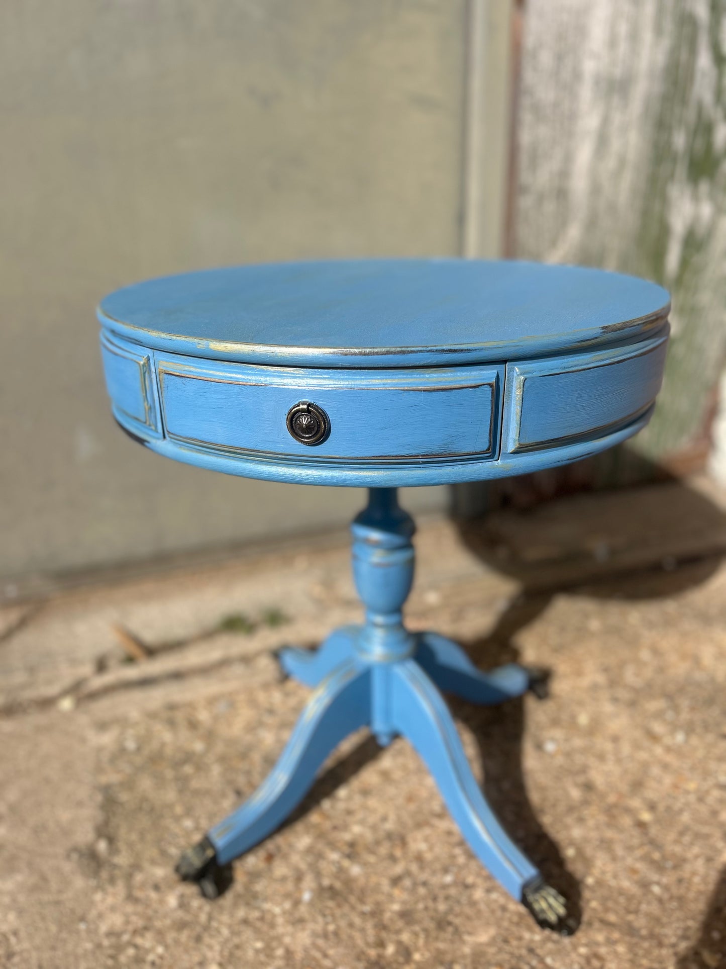 Blue Round Hand Painted Coffee Table