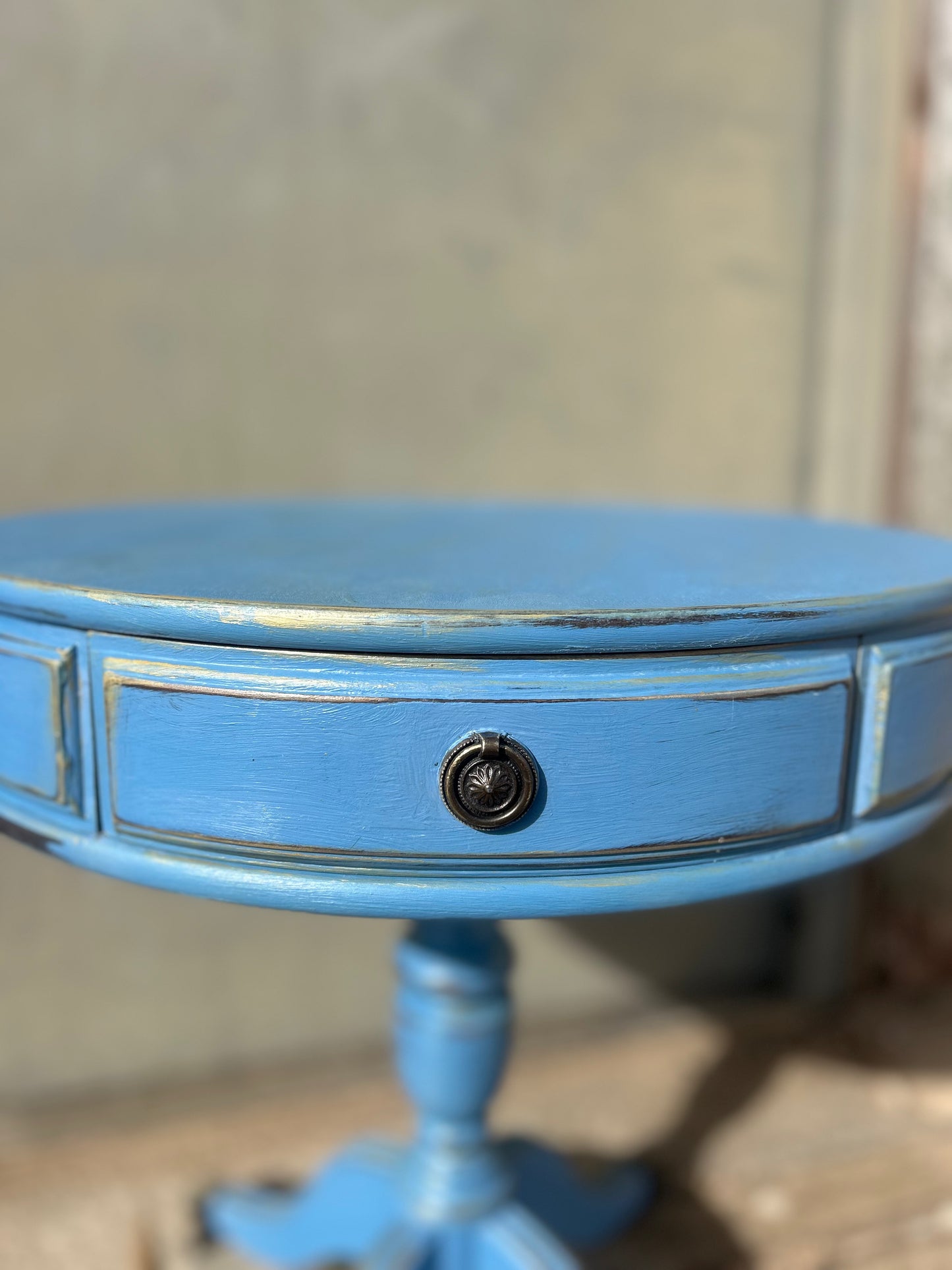 Blue Round Hand Painted Coffee Table