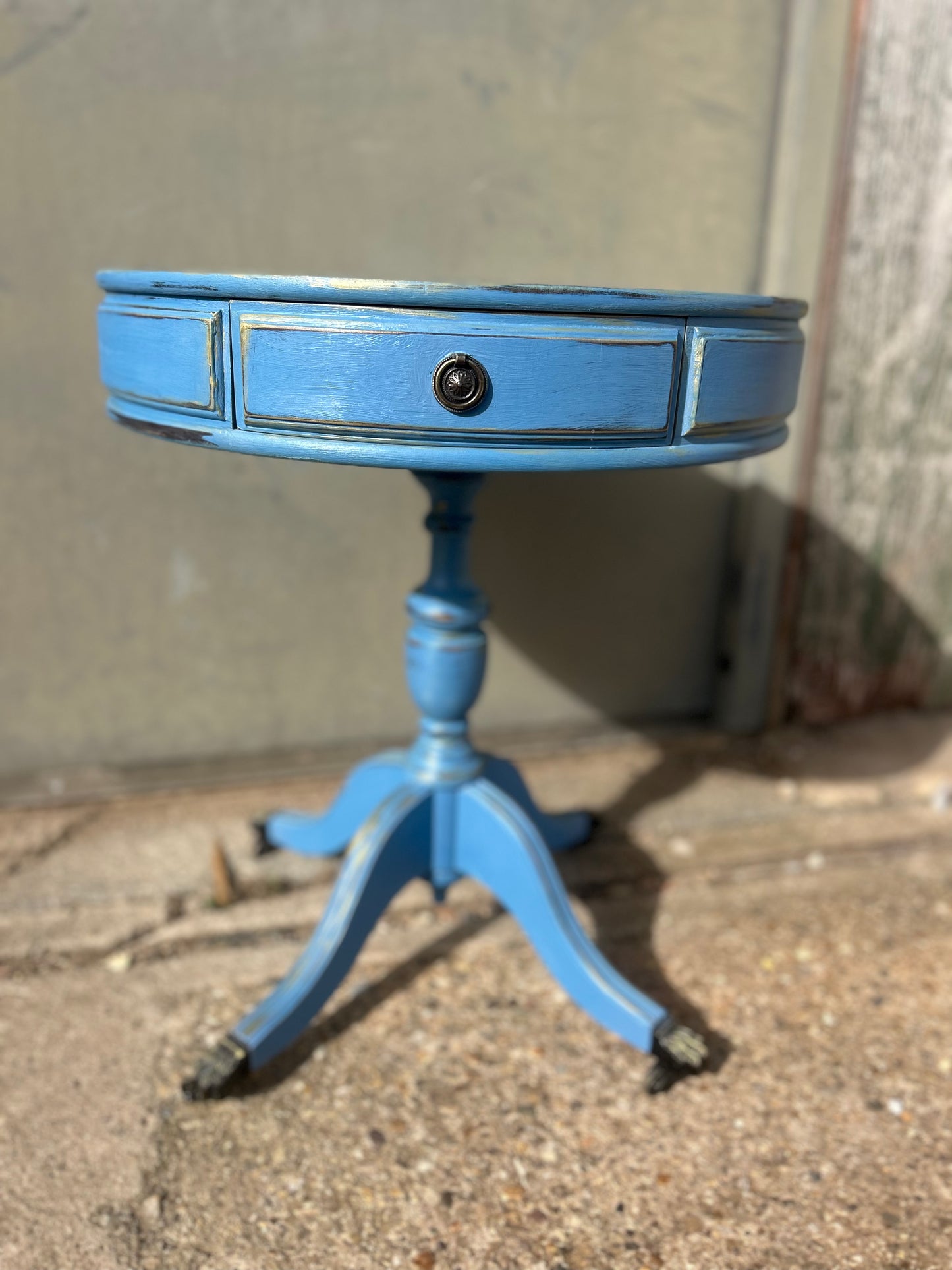Blue Round Hand Painted Coffee Table