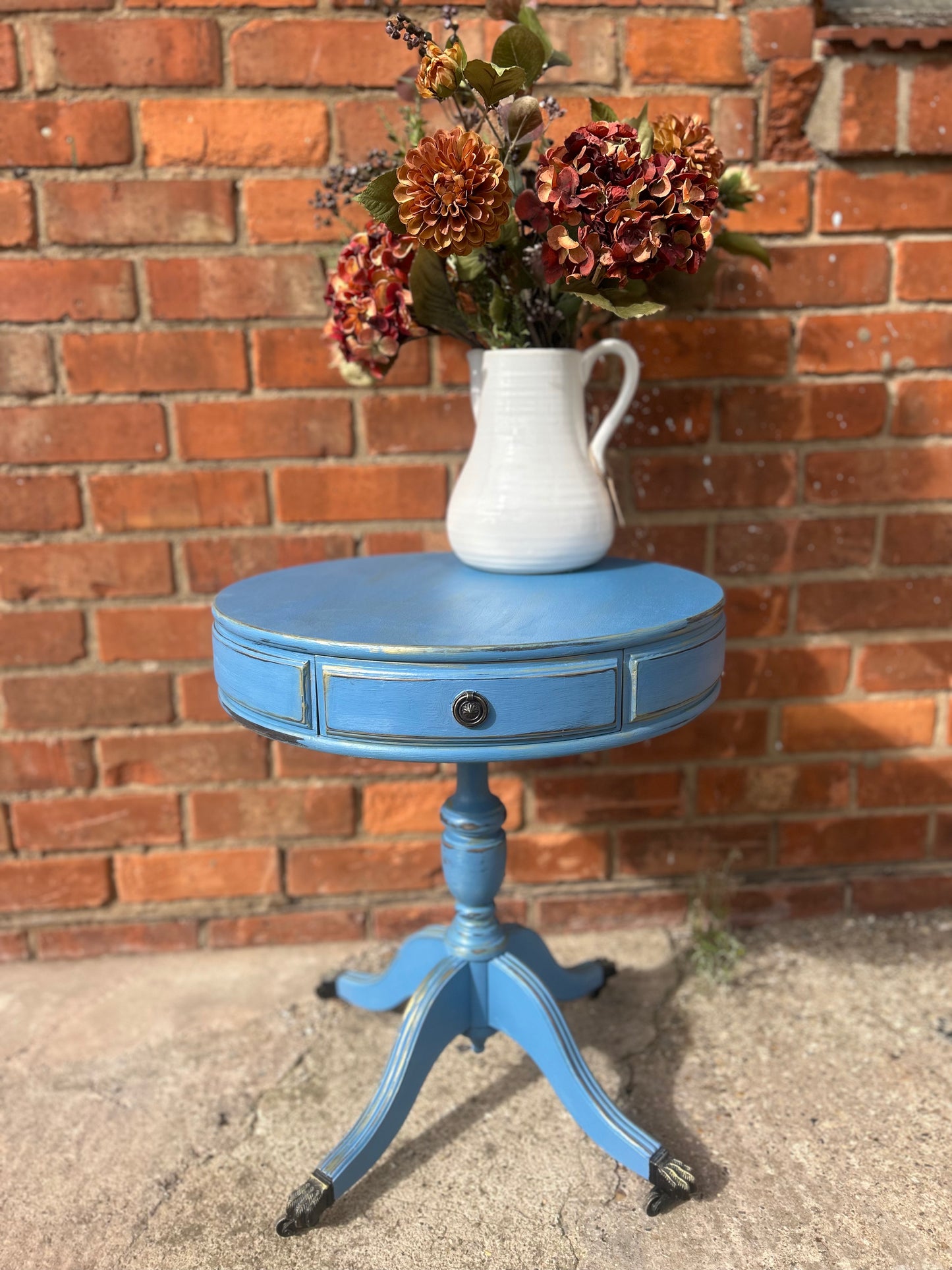 Blue Round Hand Painted Coffee Table