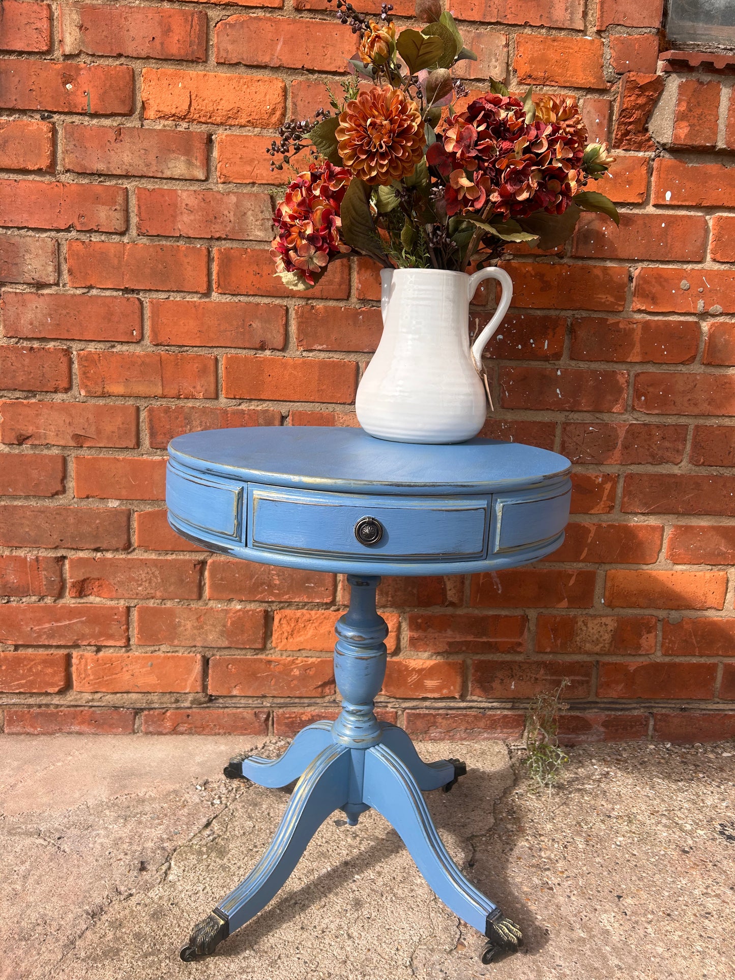 Blue Round Hand Painted Coffee Table