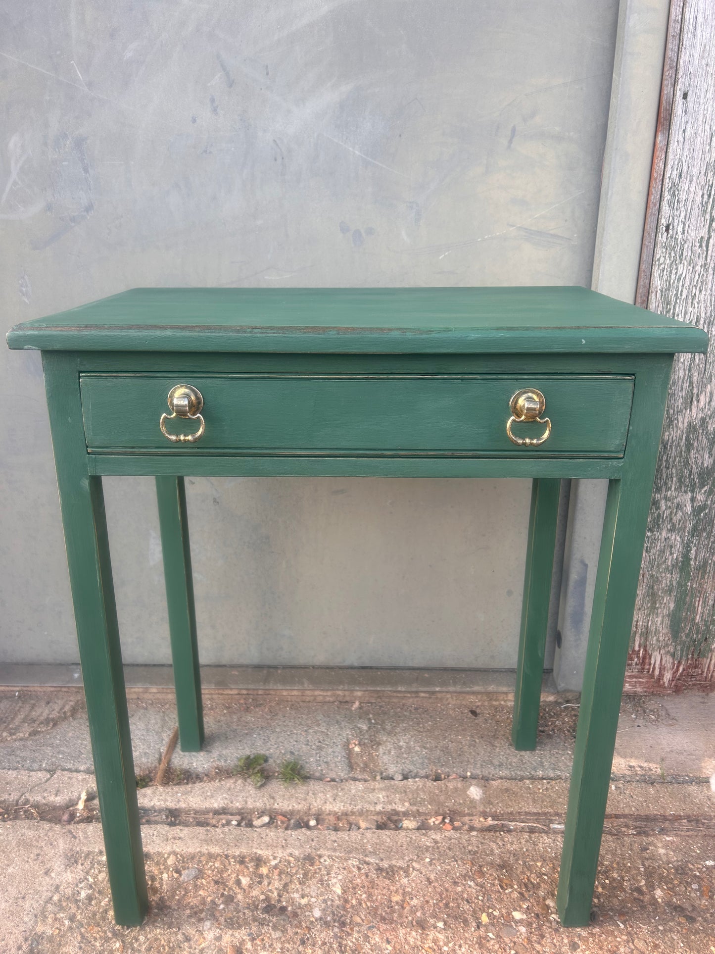Rustic Hand Painted Table with Drawer in Amsterdam Green