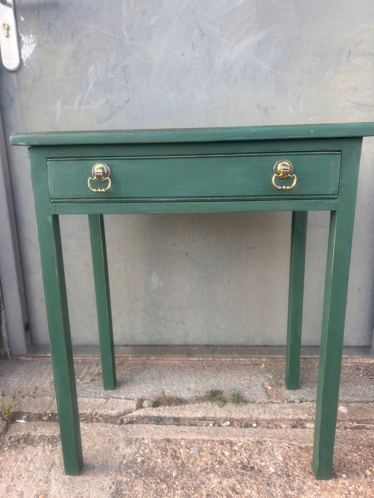 Rustic Hand Painted Table with Drawer in Amsterdam Green