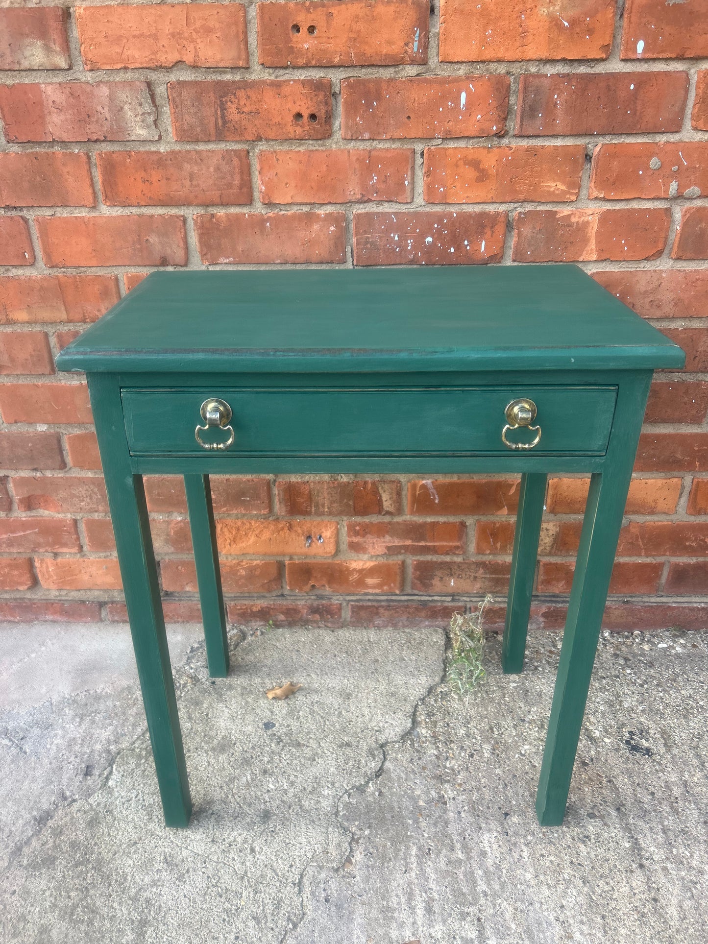 Rustic Hand Painted Table with Drawer in Amsterdam Green