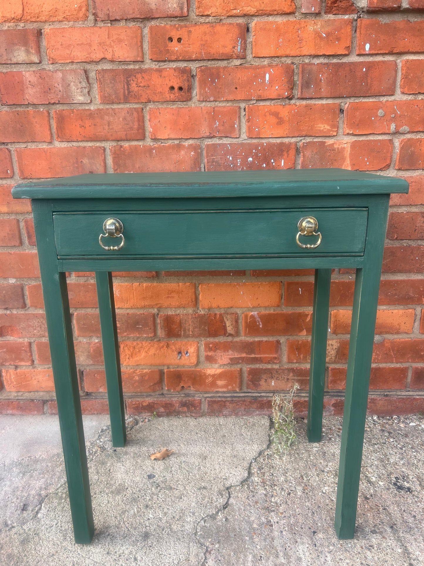Rustic Hand Painted Table with Drawer in Amsterdam Green