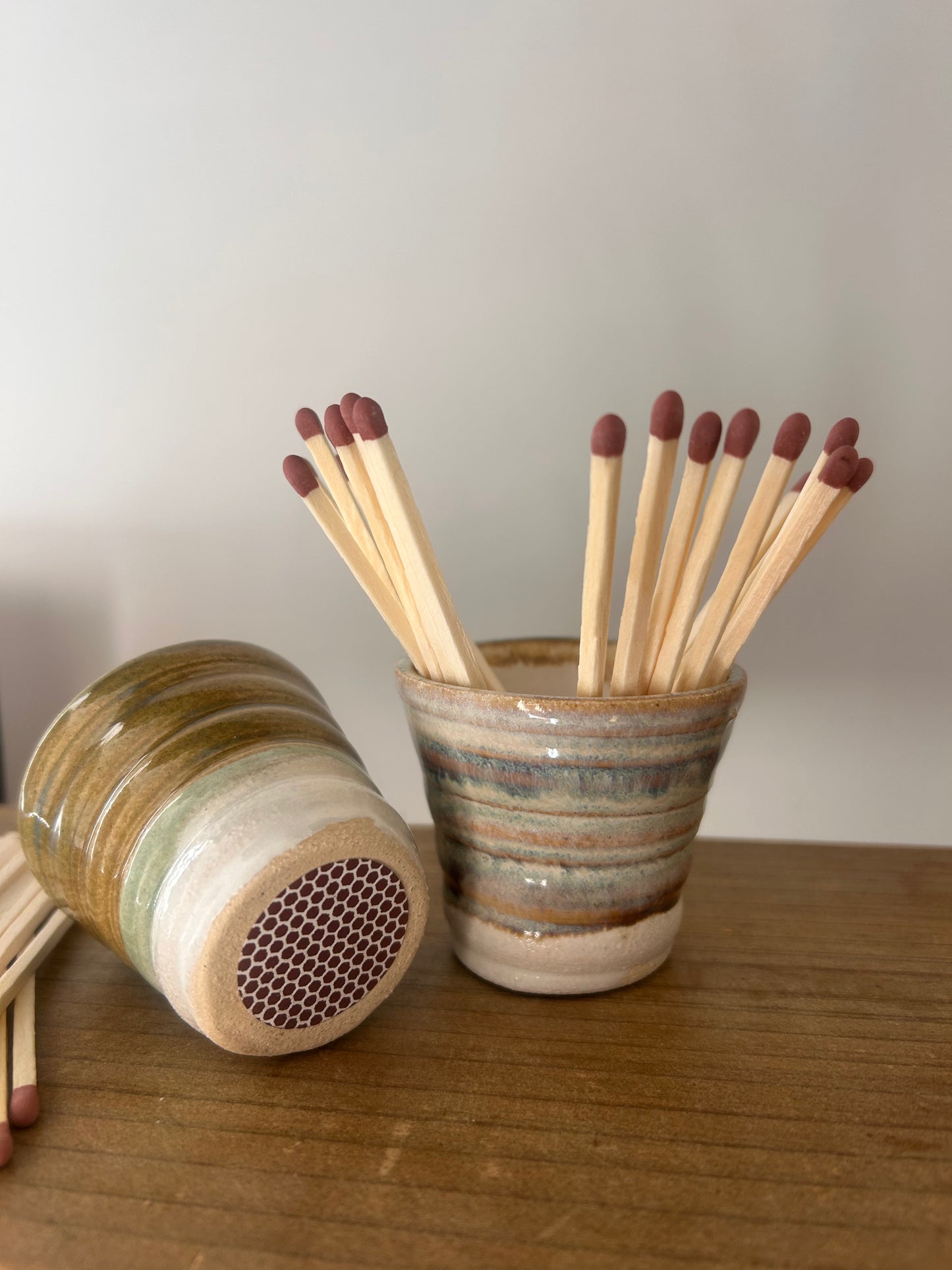 Hand Made Ceramic Match Stick Holder and Striker