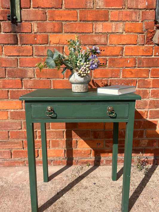 Rustic Hand Painted Table with Drawer in Amsterdam Green