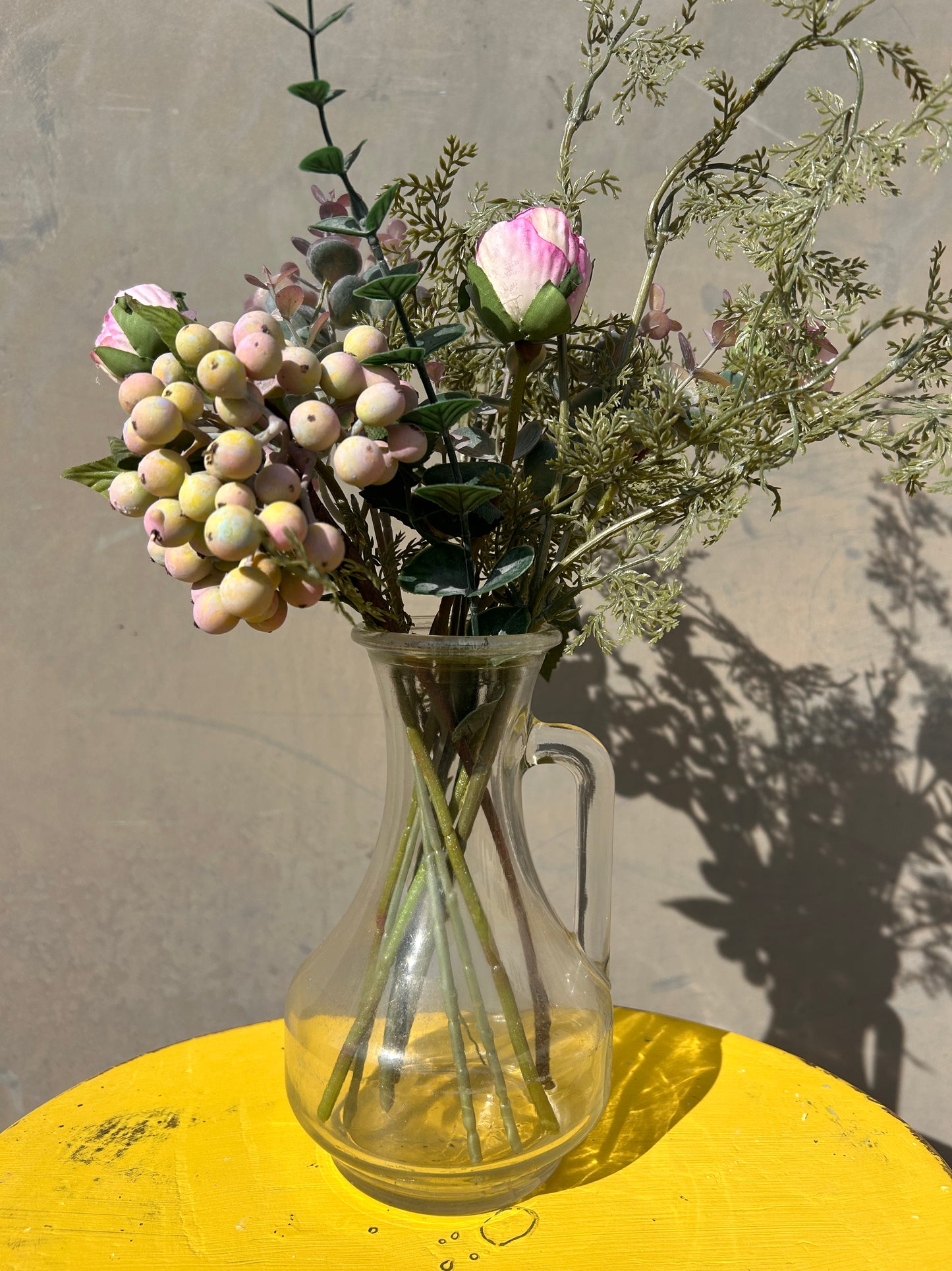 Rustic Yellow Hand Painted Stool
