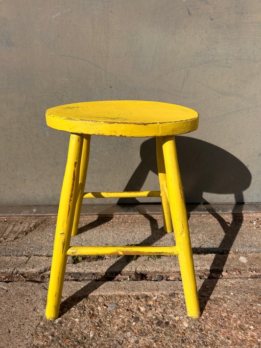 Rustic Yellow Hand Painted Stool