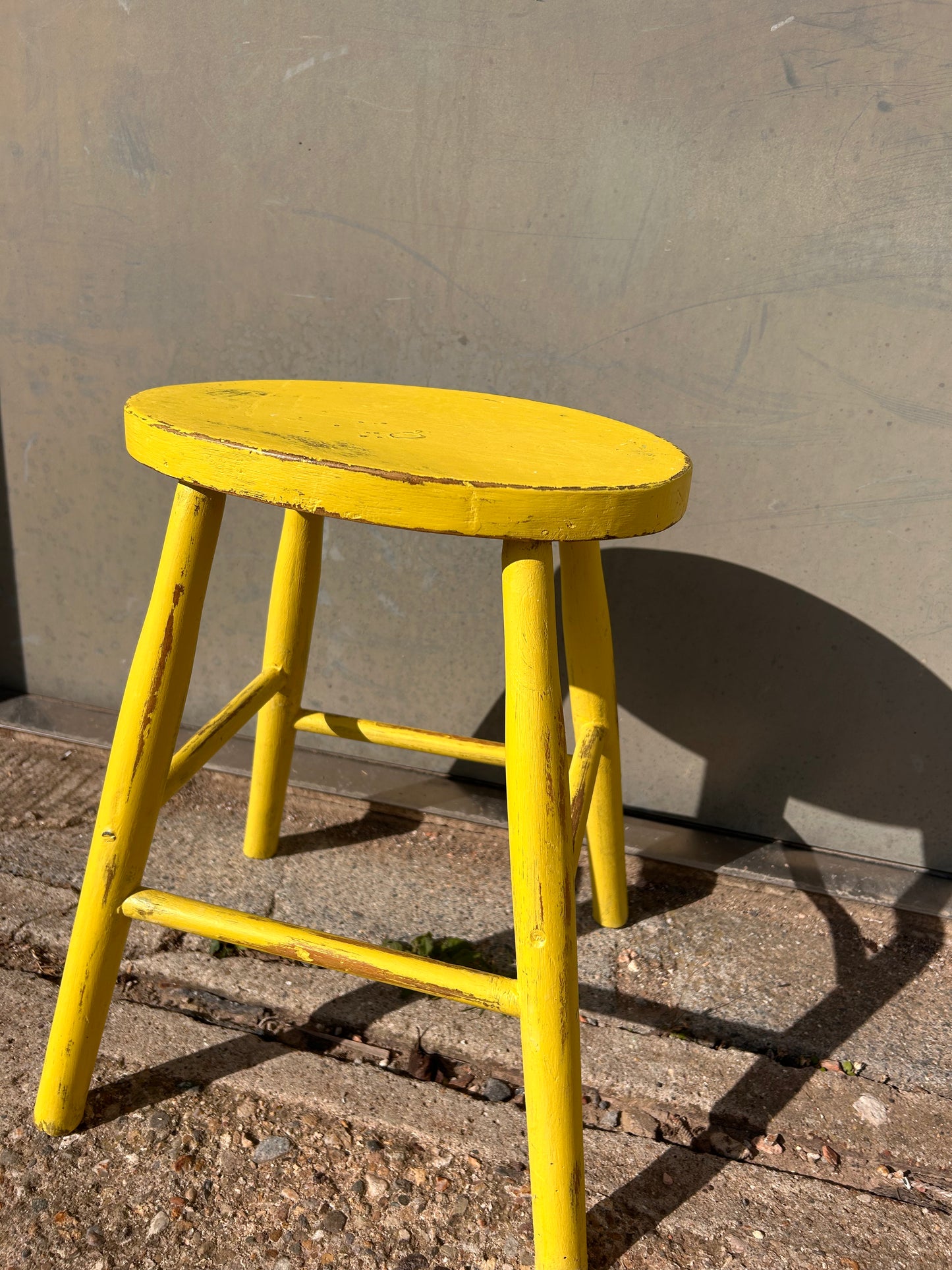 Rustic Yellow Hand Painted Stool