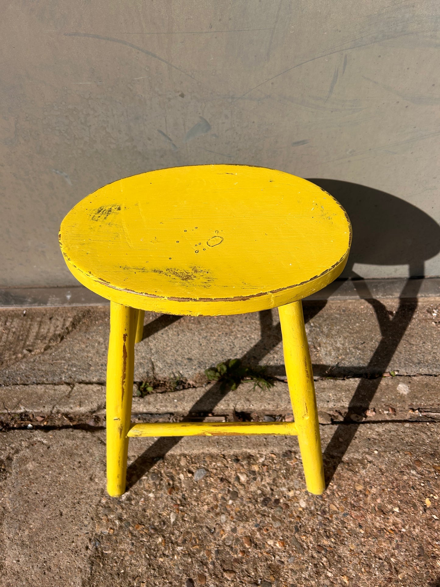 Rustic Yellow Hand Painted Stool