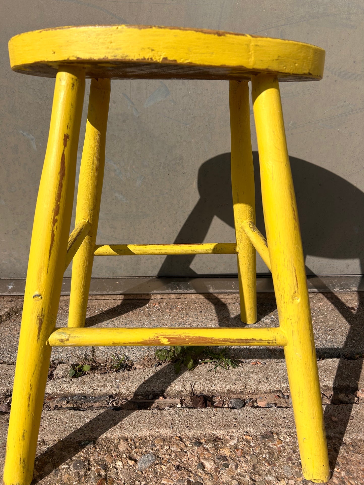 Rustic Yellow Hand Painted Stool