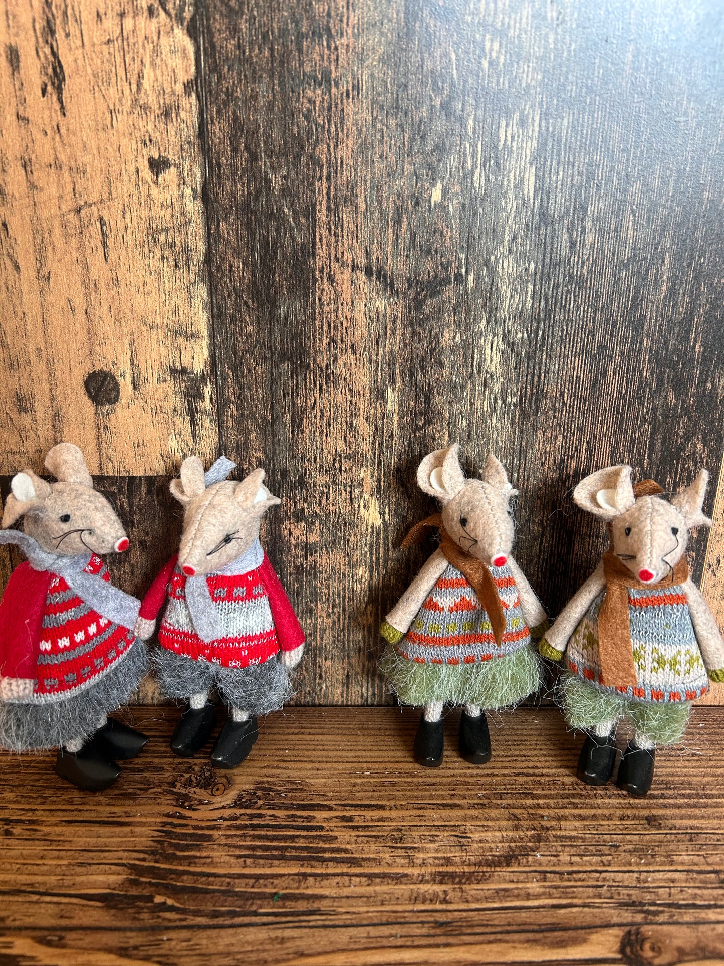 Standing Fabric Mice with Clogs