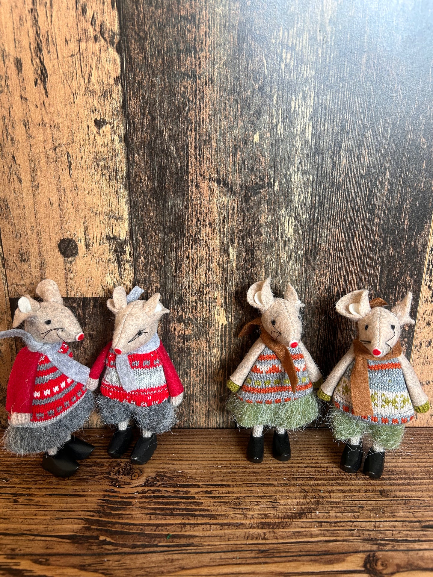 Standing Fabric Mice with Clogs