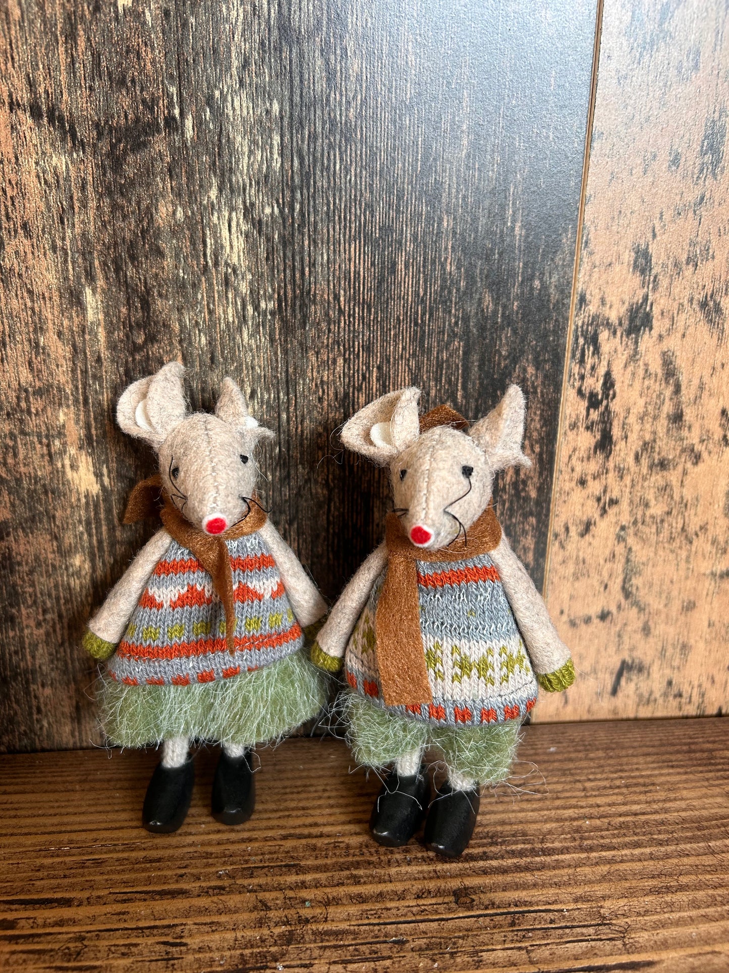 Standing Fabric Mice with Clogs