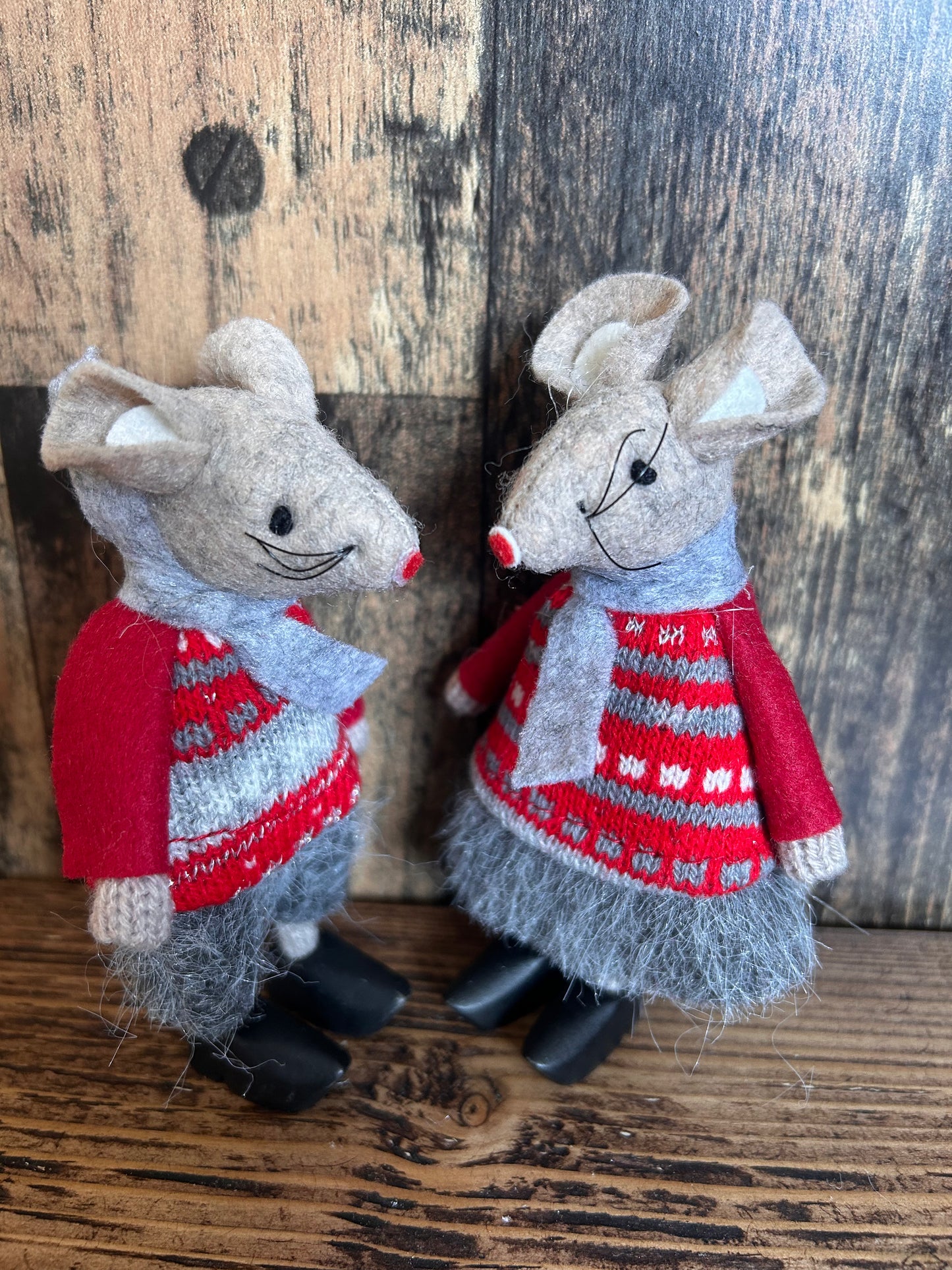 Standing Fabric Mice with Clogs