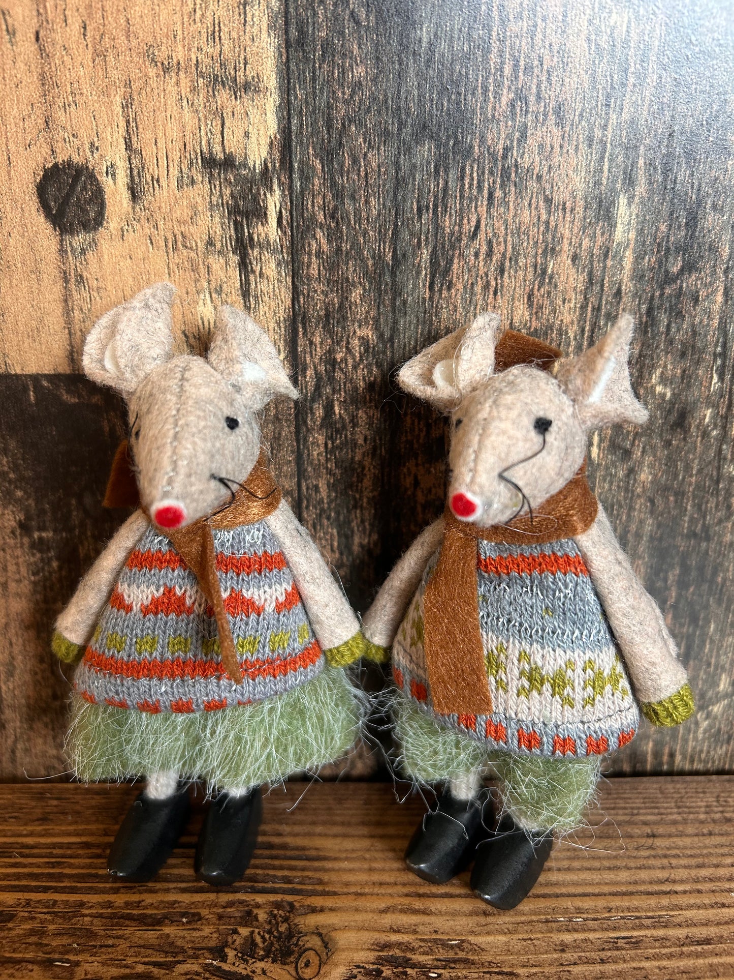 Standing Fabric Mice with Clogs