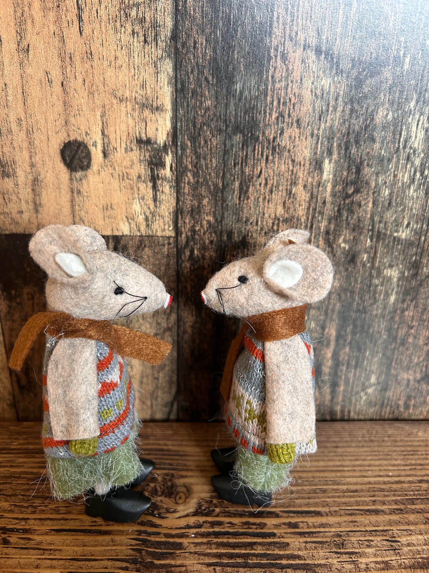 Standing Fabric Mice with Clogs