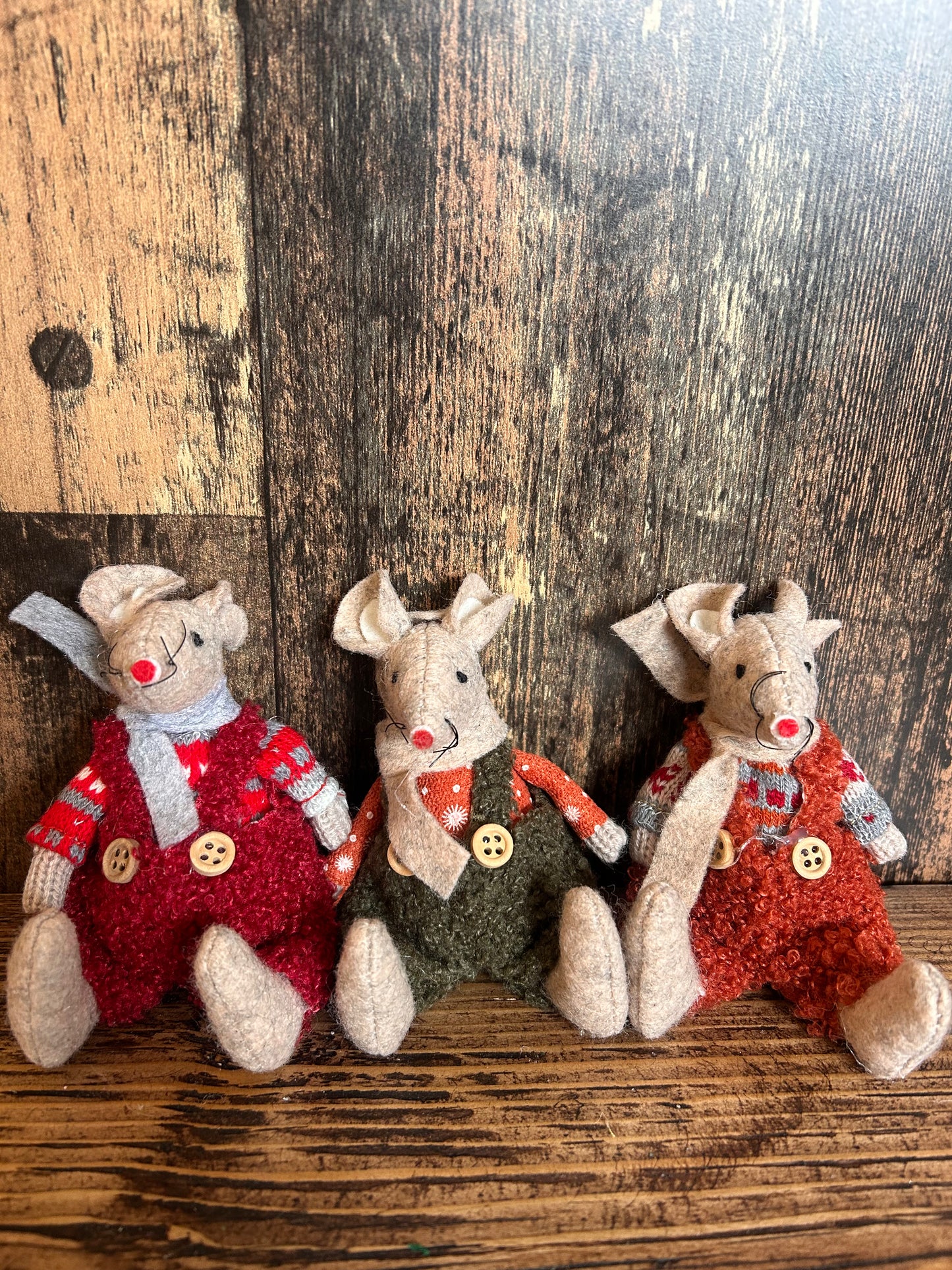 Sitting Fabric Mice in Dungarees