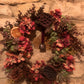 Christmas Faux Rustic Wreath with Berries, Hydrangea and Foliage and Vintage Bell