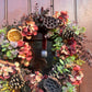 Christmas Faux Rustic Wreath with Berries, Hydrangea and Foliage and Vintage Bell