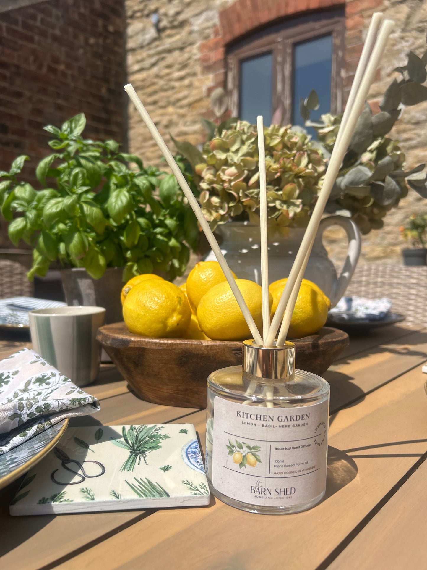 Kitchen Garden Natural Reed Diffuser-Lemon & Basil, 100ml