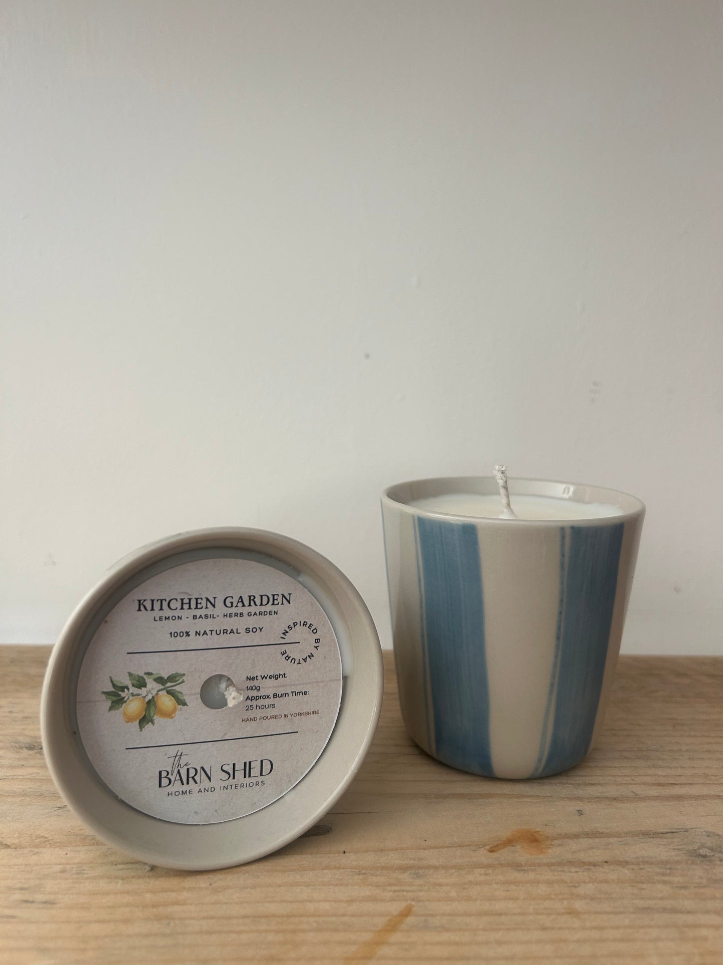 Kitchen Garden Natural Essential Oil Ceramic Candle- Lemon and Basil