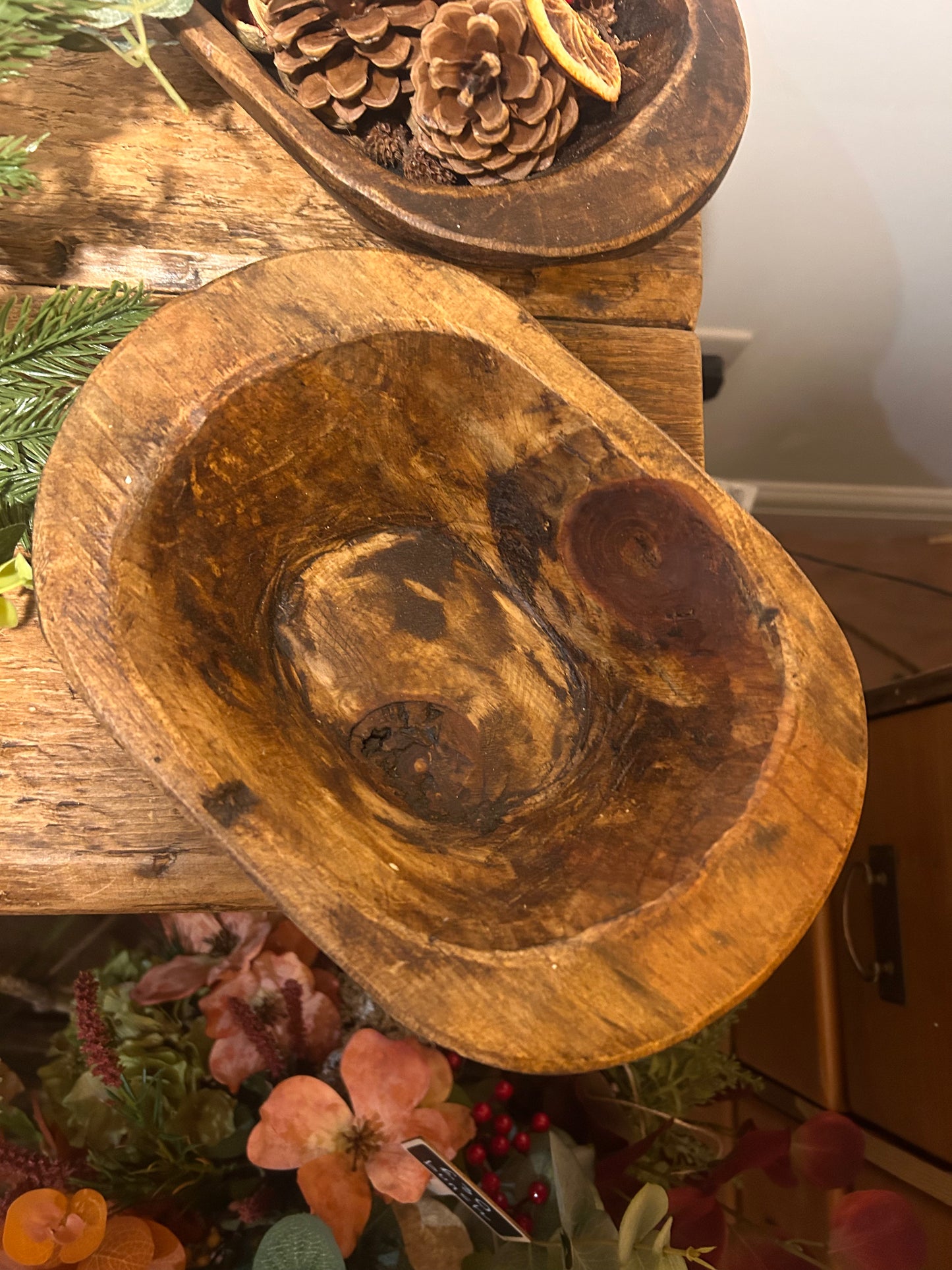 Wooden Dough Bowl Festive Potpourri-Small