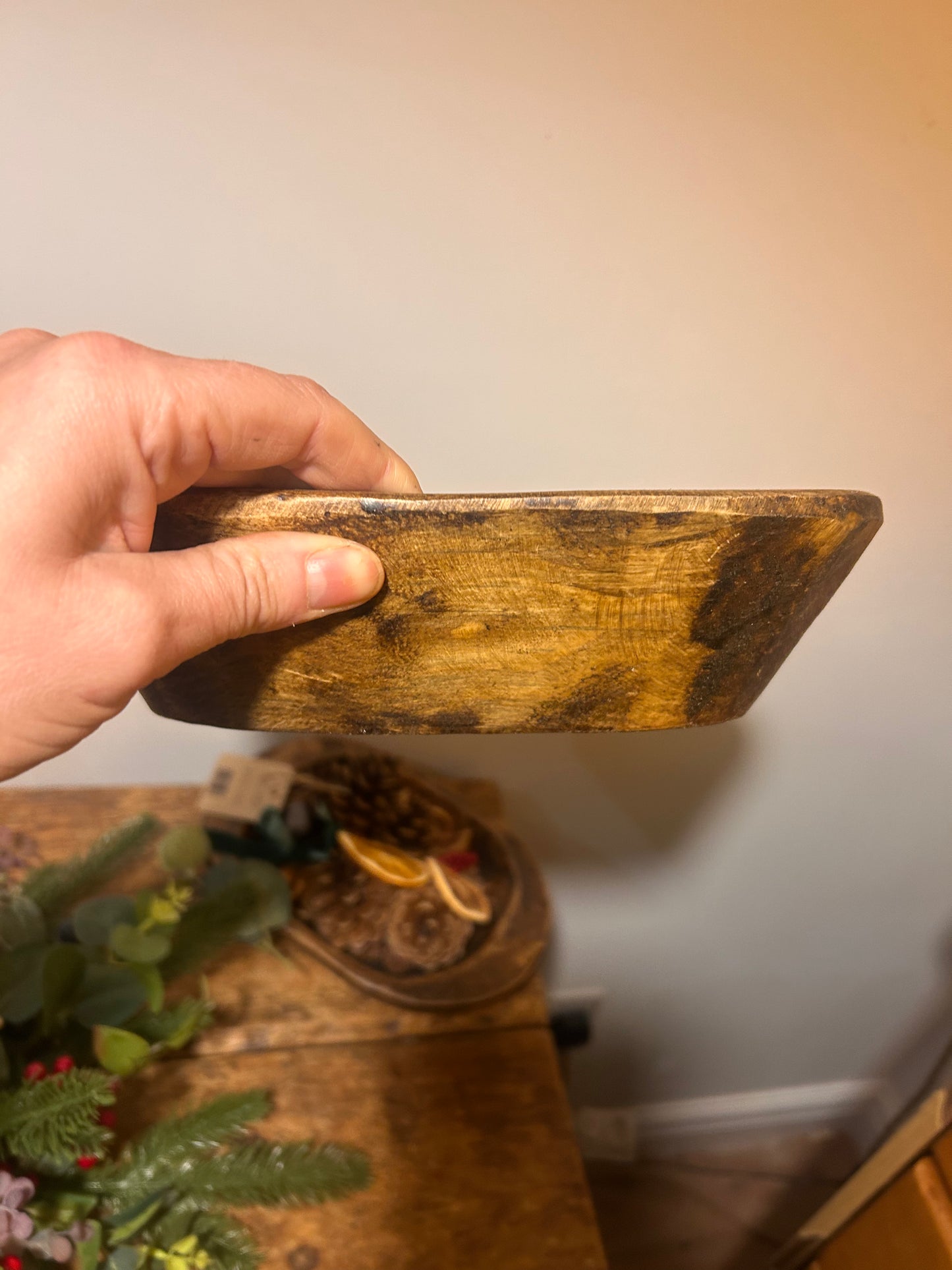Wooden Dough Bowl Festive Potpourri-Small