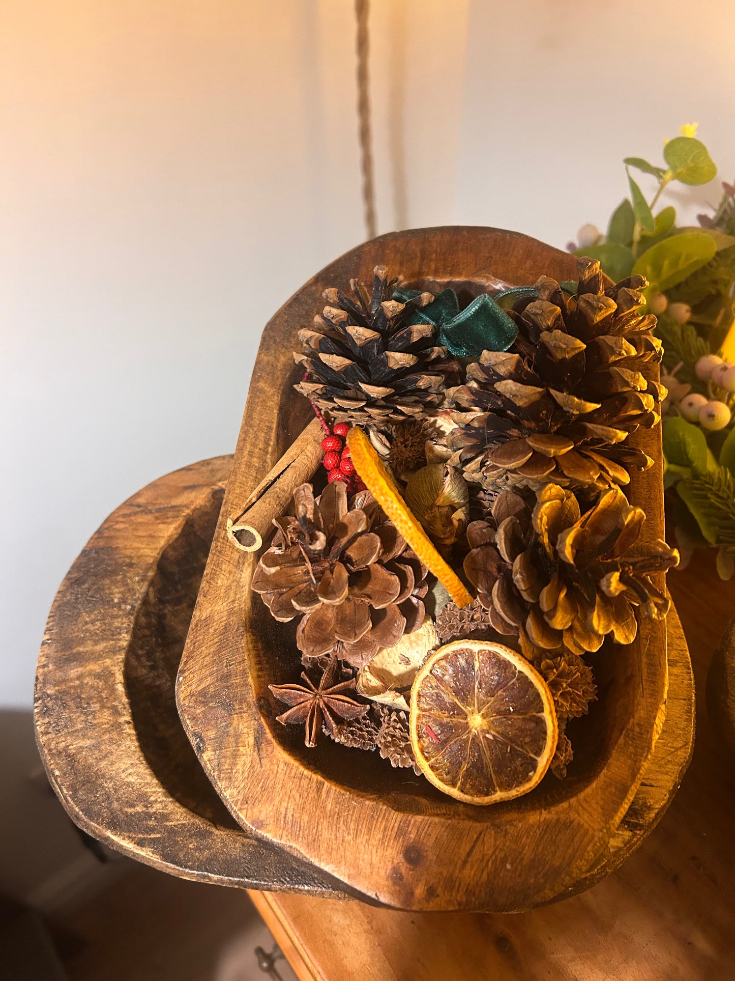 Wooden Dough Bowl Festive Potpourri-Small