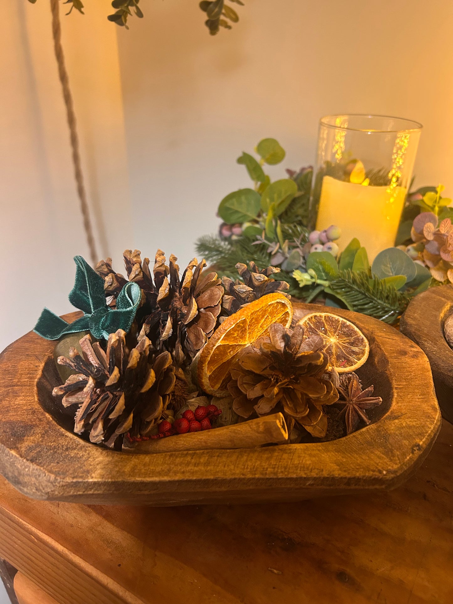 Wooden Dough Bowl Festive Potpourri-Small