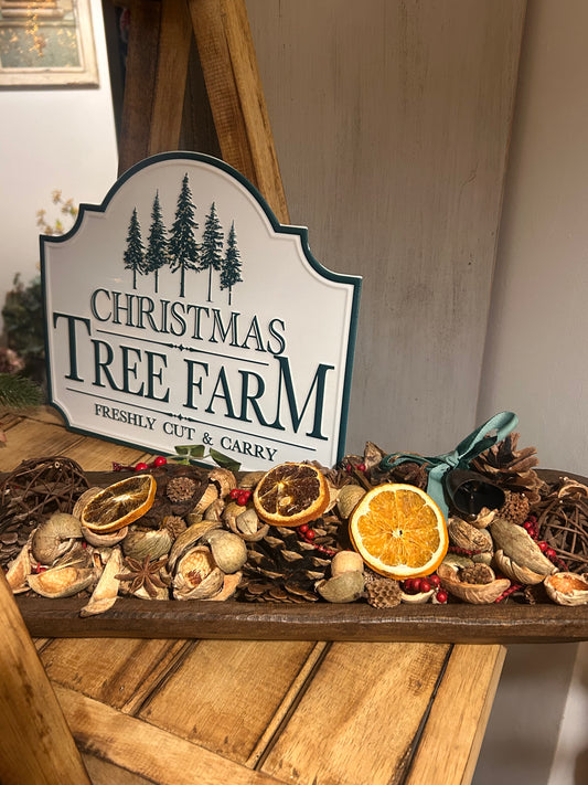 Wooden Dough Bowl Festive Potpourri-Large