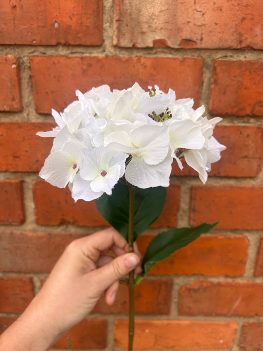 Faux Hydrangea Stem – White