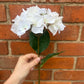Faux Hydrangea Stem – White
