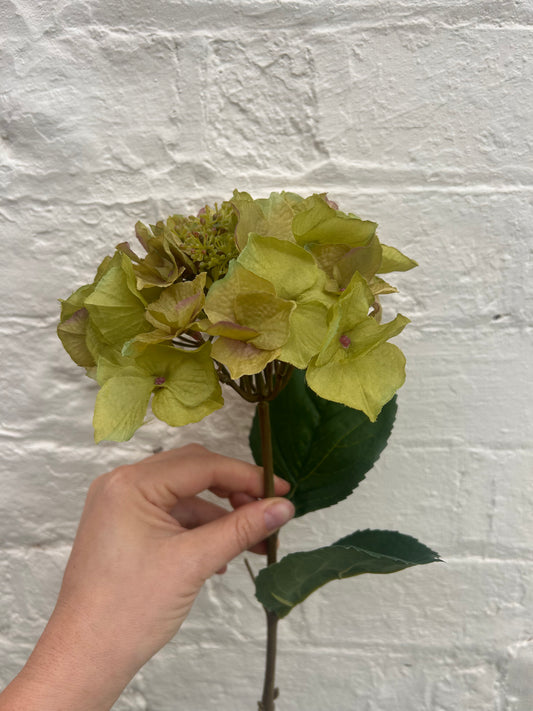 Faux Olive Green Hydrangea Stem